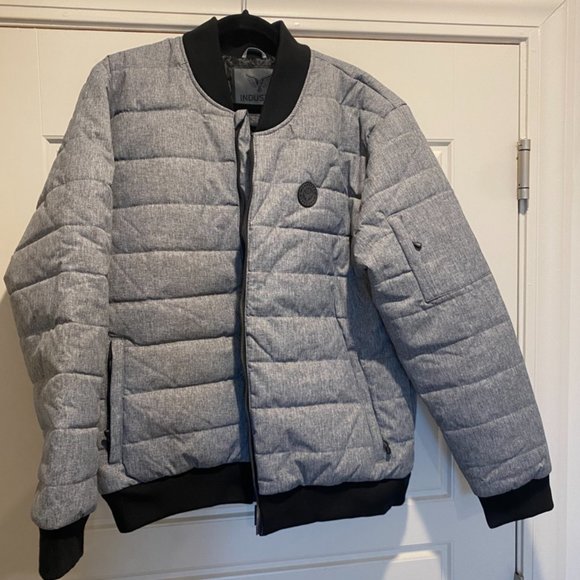 Industry TEXTURED 'ALTERNATIVE "Real" DOWN BOMBER Gray Puffer Jacket SZ: XL - Picture 6 of 16